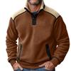 Men's Colorblock Lambskin Half Zip Stand Collar Sweatshirt Men's Sports Large Size Casual Stand Collar Sweatshirt