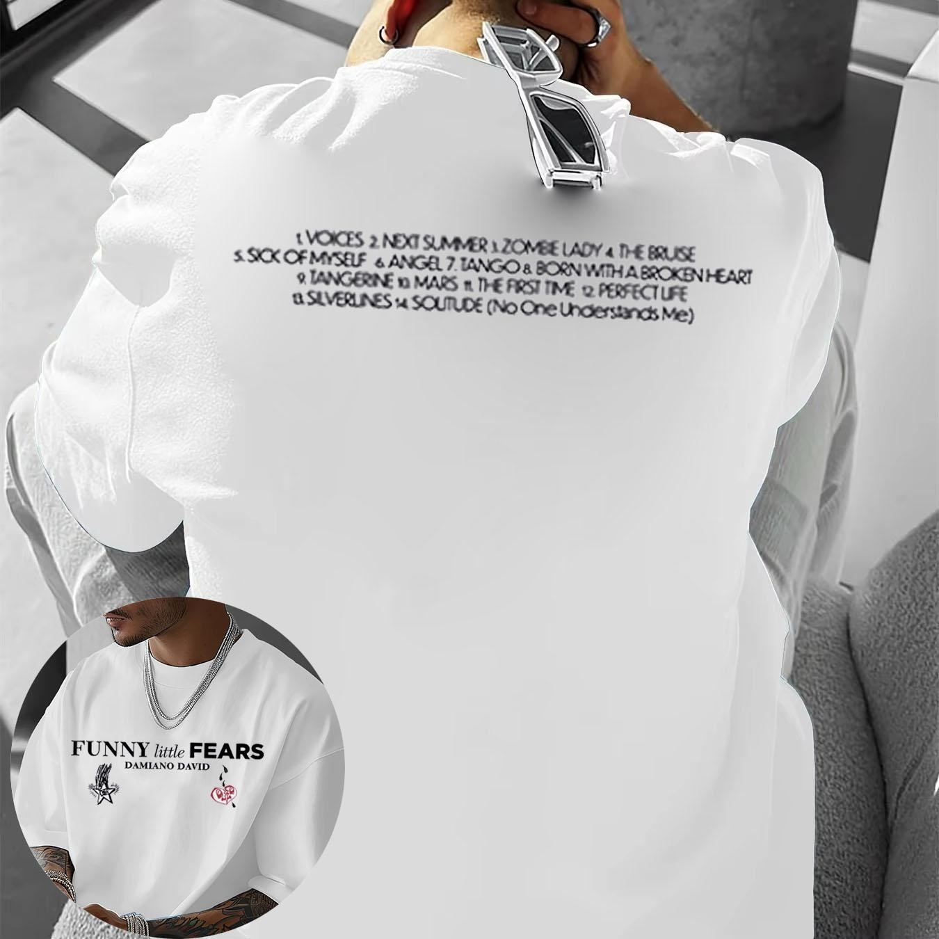 2025 Interesting Little Fear Album Tshirt Singer Damiano David Printed Tshirt Cotton Casual Round Neck Mens Street Wear S
