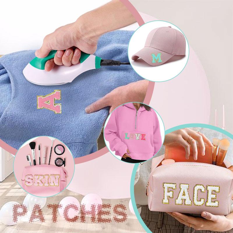 4Pcs Chenille Letters Patches Embroidery Iron On Letters Patch Appliques For Clothing Sticker Diy Accessories Large Size: 8.2Cm