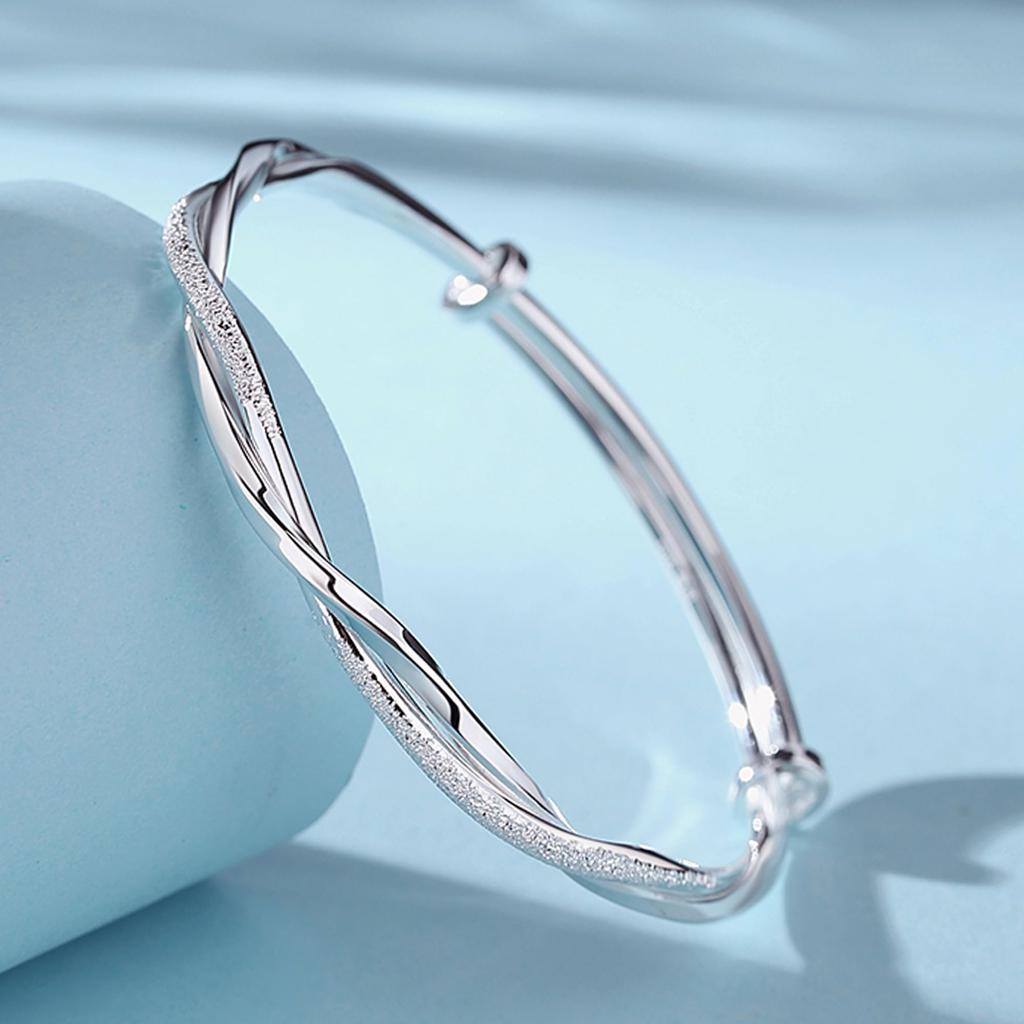 Mevius Intersecting Love Adjustable Alloy 17g Highest Grade Birthday Popular Safe Bracelet Accessories Jewelry [Silver Thunder] Women's Push/Pull