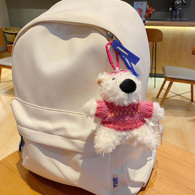 Cartoon West Highland Plush Keychain - Cute Girl Doll Backpack Pendant