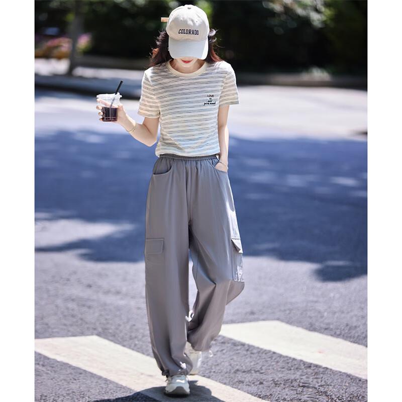 Shangjing Women's Simple Striped Short Sleeve T-Shirt