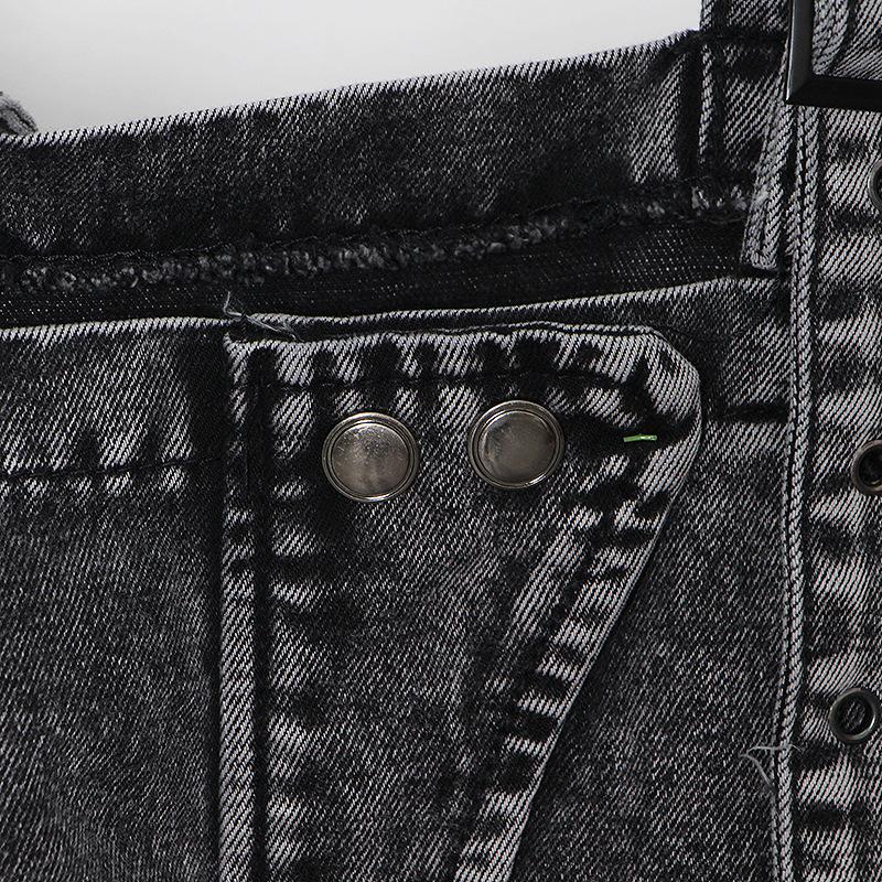 Tuta ampia di grandi dimensioni per le donne Tuta primaverile Tuta di jeans a vita alta