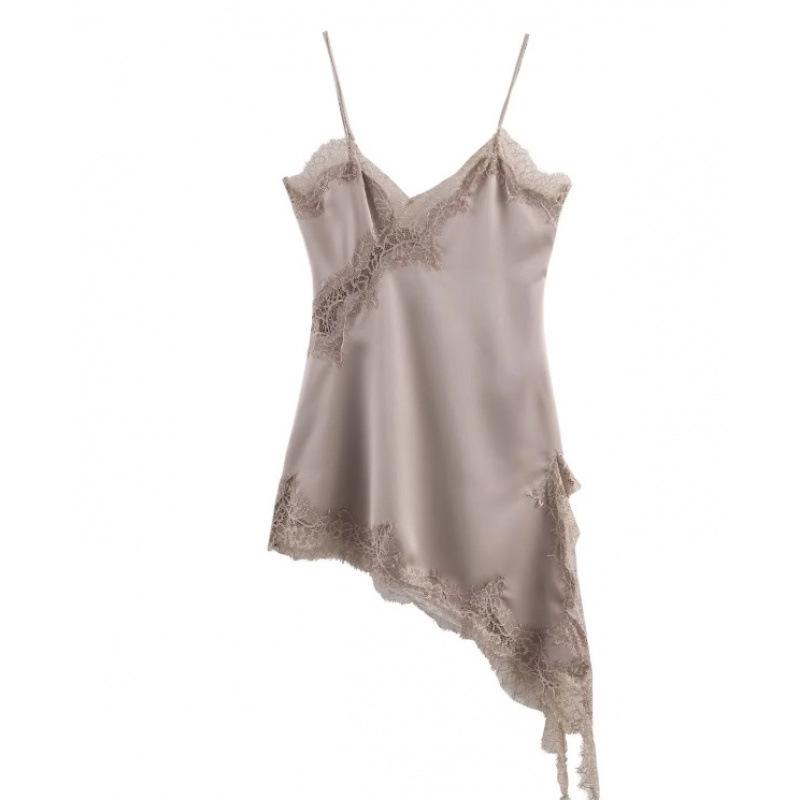 Asymmetrical Lace Strappy Dress - Fashionable European & American Holiday Style