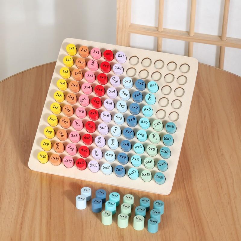 Holz Neun mal Neun Operationen Einmaleins Bausteinmathematische Operationen Übung Rechentafel Puzzle Frühe Bildung Lernspielzeug