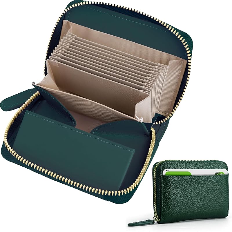 

[COCA-DG] mini wallet Store bills without folding them compact bi-fold large capacity Bellows card case box type coin purse YKK zipper genuine leather