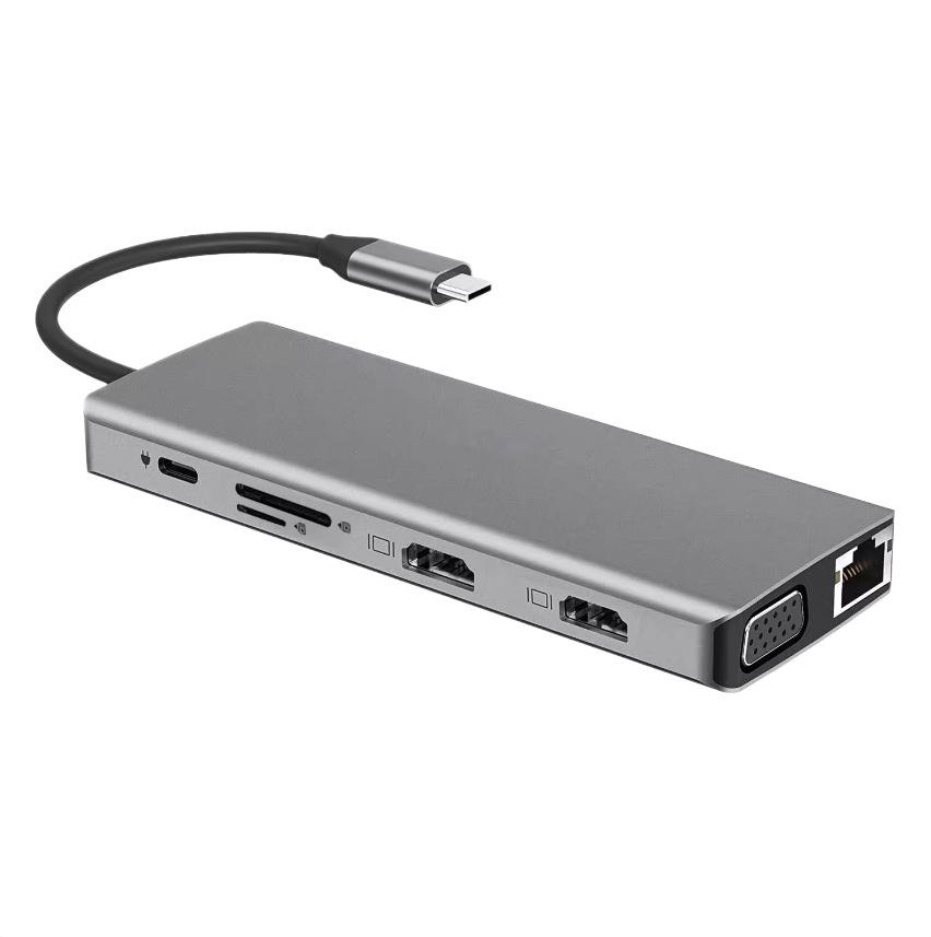12-in-1 USB-C Docking Station with Dual 4K HDMI, Network Port, for Laptops