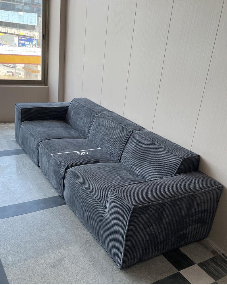 Retro Corduroy Fabric Sofa with Pure Sponge Tofu Block Design