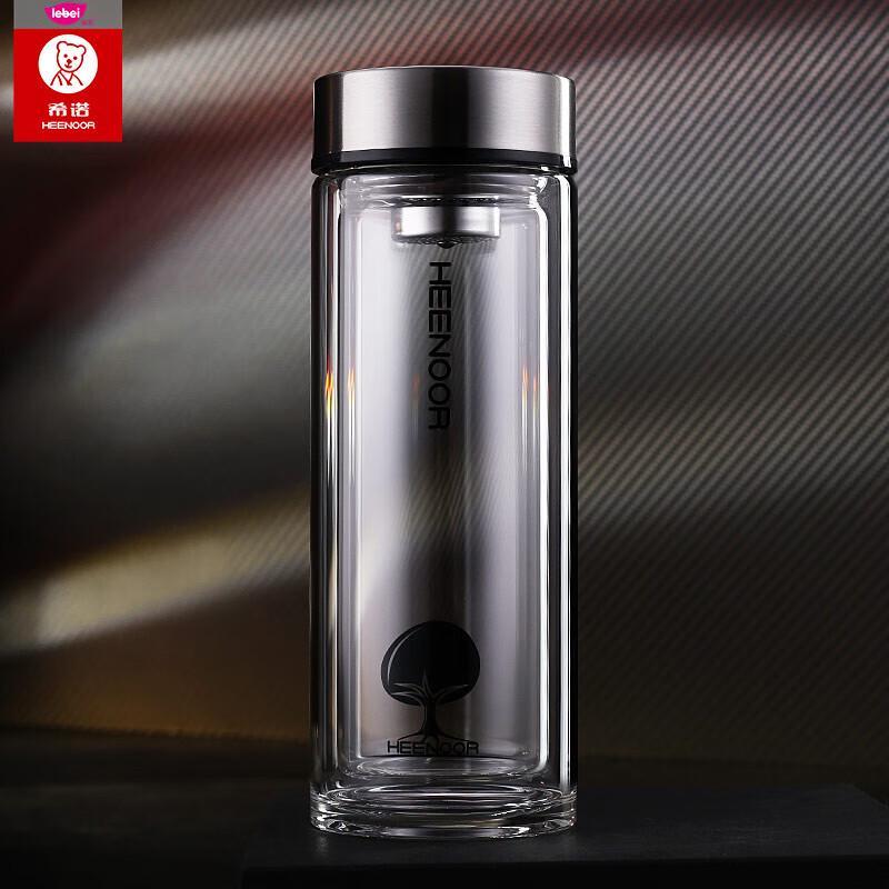 HEENOOR Double-Wall Glass Tea Infuser Bottle 345ml
