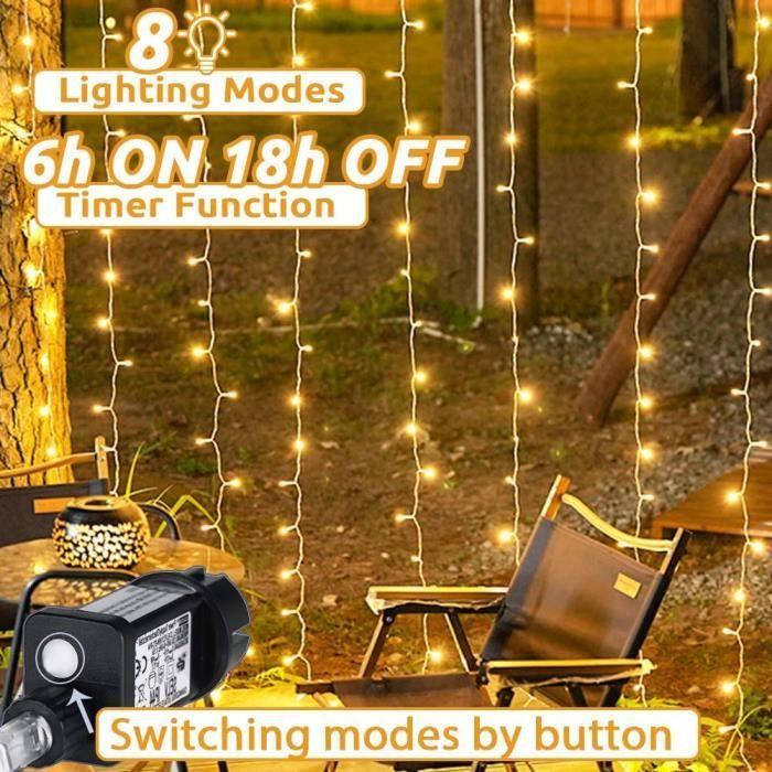 Světelný závěs - Dekofun - 600 LED - 6m x 3m - Teplá bílá - Vodotěsný IP65