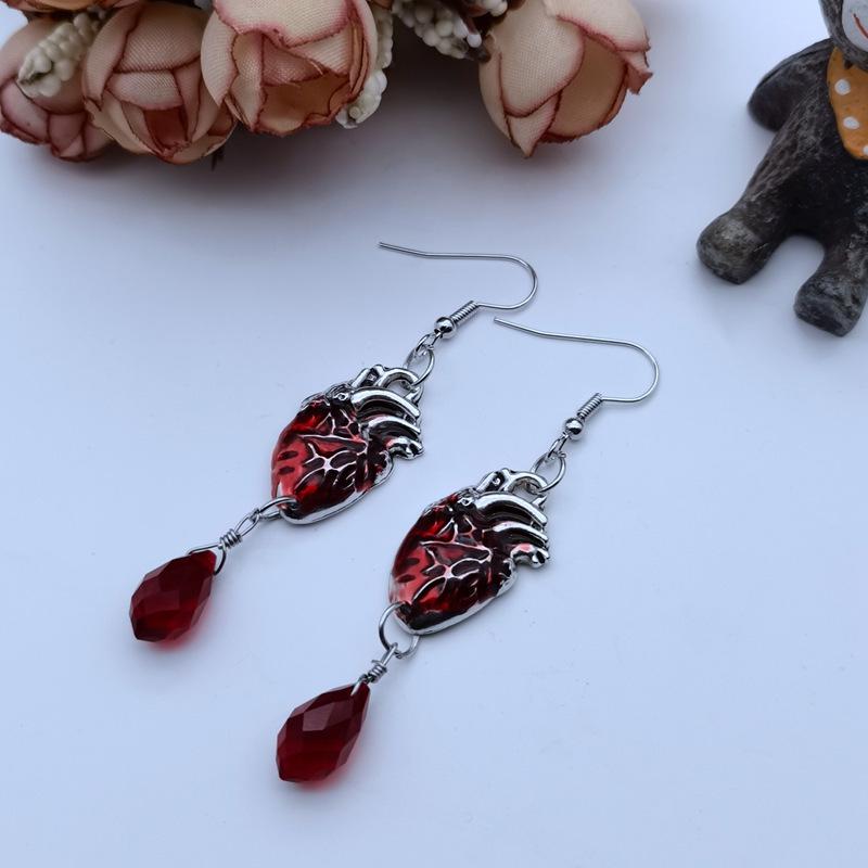 Retro Ruby Water Drop Earrings - European & American Fashion Statement