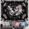 2D Gothic Butterfly Skull Tapestry Backdrop, Pink Moon Phase & Mushroom Wall Hanging