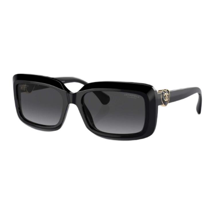 

Chanel Logo Acetate Irregular Frame Sunglasses Unisex sunglasses Black CH5520 Basic Packaging-Eyeglass Case+Box,56,Black