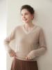 Autumn/Winter 2025 Two-Piece Color Block Cashmere Women's Slimming Knit Pullover