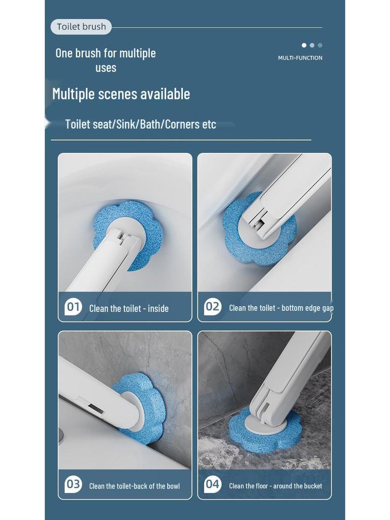 Wall-Mounted Disposable Toilet Cleaning Brush with Replaceable Head
