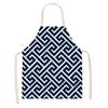 Kitchen Apron Navy Blue Geometric Pattern Kitchen Sleeveless Apron Linen Bib Home Cleaning Tools Cooking Apron Dinner Apron