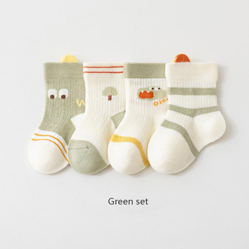 

4 Pairs Baby Socks Cartoon Cool Summer Breathable Children s Socks Mesh Cotton Socks For Newborns XS(6-12M)