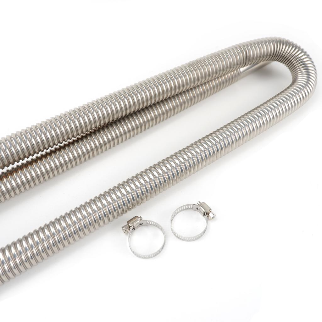 S Upgraded Silencer & 150cm Air Diesel Parking Heater Stainless Steel Exhaust Pipe Tube Gas Vent Hose For Car Truck Silver