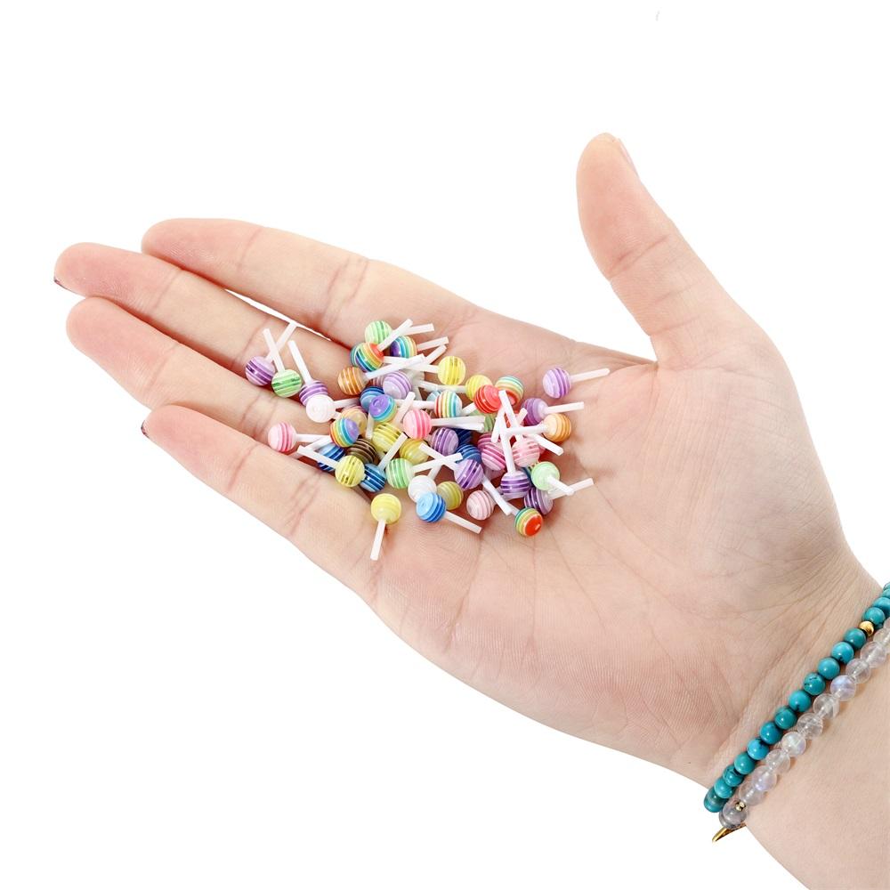 50Pcs/Lot 14x6mm Colorful Acrylic Lollipop Charms Pendants for DIY Earrings Necklace Jewelry Making Accessories Supplies