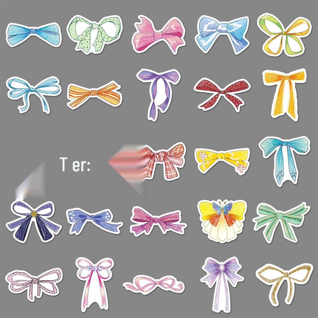 50 Creative Bow Cartoon Stickers for Phone Cases and Journals