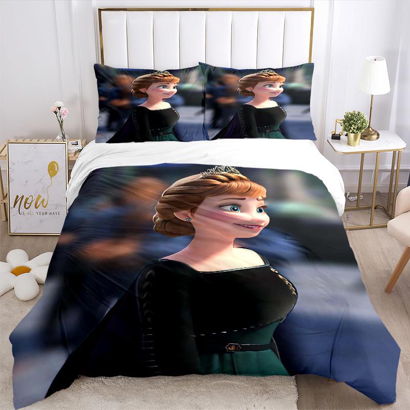 3pcs Elsa Anna Frozen Princess Bedding Set Includes Quilt Cover and Pillowcases, Suitable for All Seasons Q039