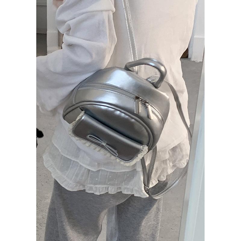 Korean version of cute bow backpack women's 2025 new summer fashion small backpack versatile portable travel bag