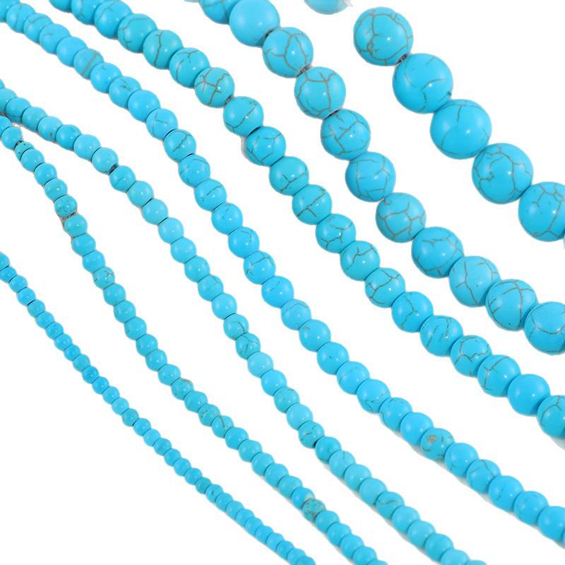 Turkusowe Okrągłe Koraliki 3-14mm do Bransoletek i Naszyjników - Akcesoria Jubilerskie Ozdoby