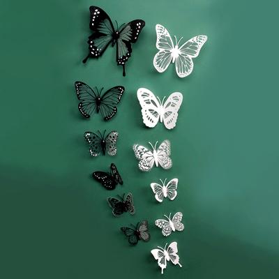 12Pcs/Set 3D Butterfly Wall Sticker Refrigerator Magnet Beautiful Butterflies Art Decals Home Decor Stickers Wedding Decoration