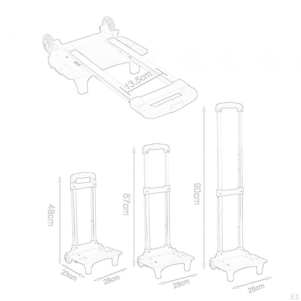 Backpack Hand Truck Trolley,Aluminum Alloy,Collapsible Telescopic Rod Wheeled Cart