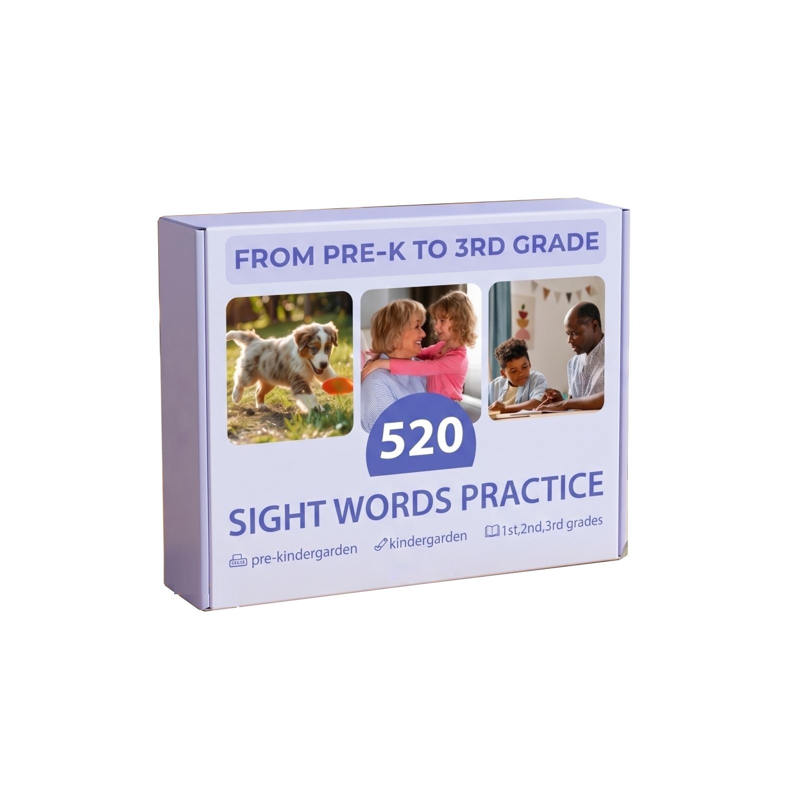 

520 Visual Sight Words Flash Cards with Real Images for Pre-K to 3rd Grade Early Learning Educational Tool for Children