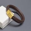 Korean Style Stainless Steel Magnetic Buckle Bracelets Bangles Hand Woven Leather Roper Bracelet Men Friendship Jewelry Pulseras