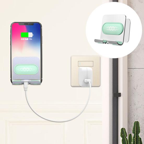 Wall Phone Holder Punch-Free Bedside Non-Slip Multifunctional Metal Self-Adhesive Support Angle Stand Bedroom Remote Control Holder