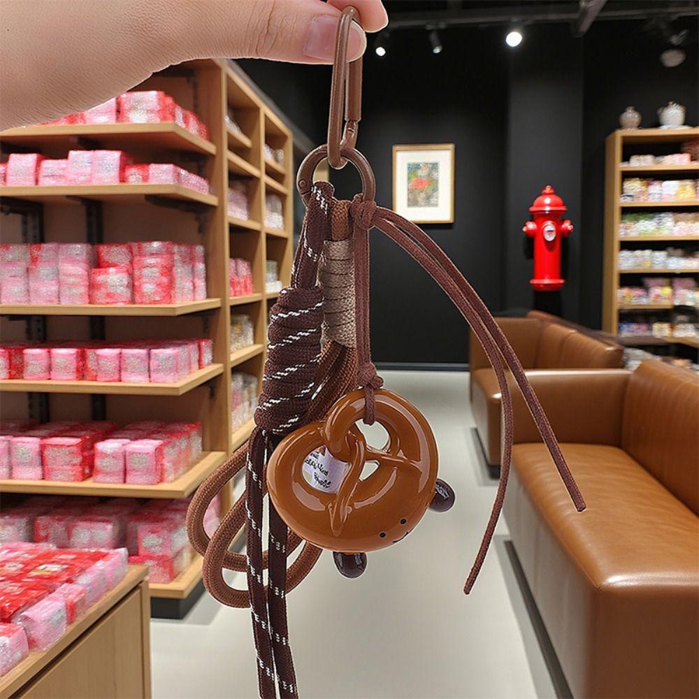 Braided Rope Alkali Water Bread Bag Pendant Handmade Imitation Bread Cartoon Hanging Ornament Keychain Pendant