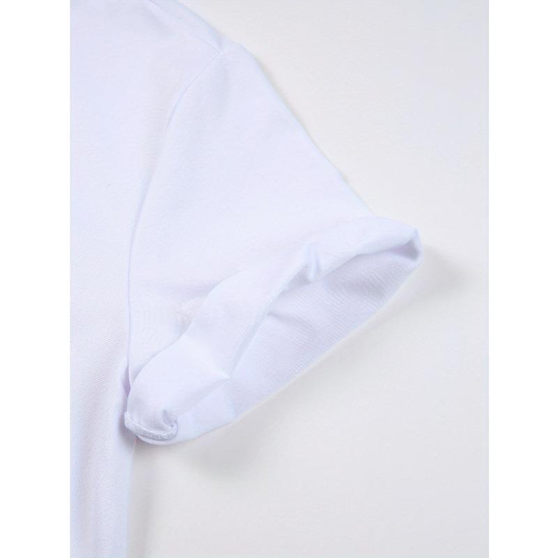 European Size Women'S Cute Cartoon Bear Print T-Shirt - Short Sleeve Crew Neck Casual Top with Playful Design,  Breathable for Spring & Summer