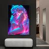 Sexy And Cool Cyberpunk Style Laser Neon Anime Girl Poster Canvas Print Wall Painting Living Room Bedroom Home Decoration Gifts