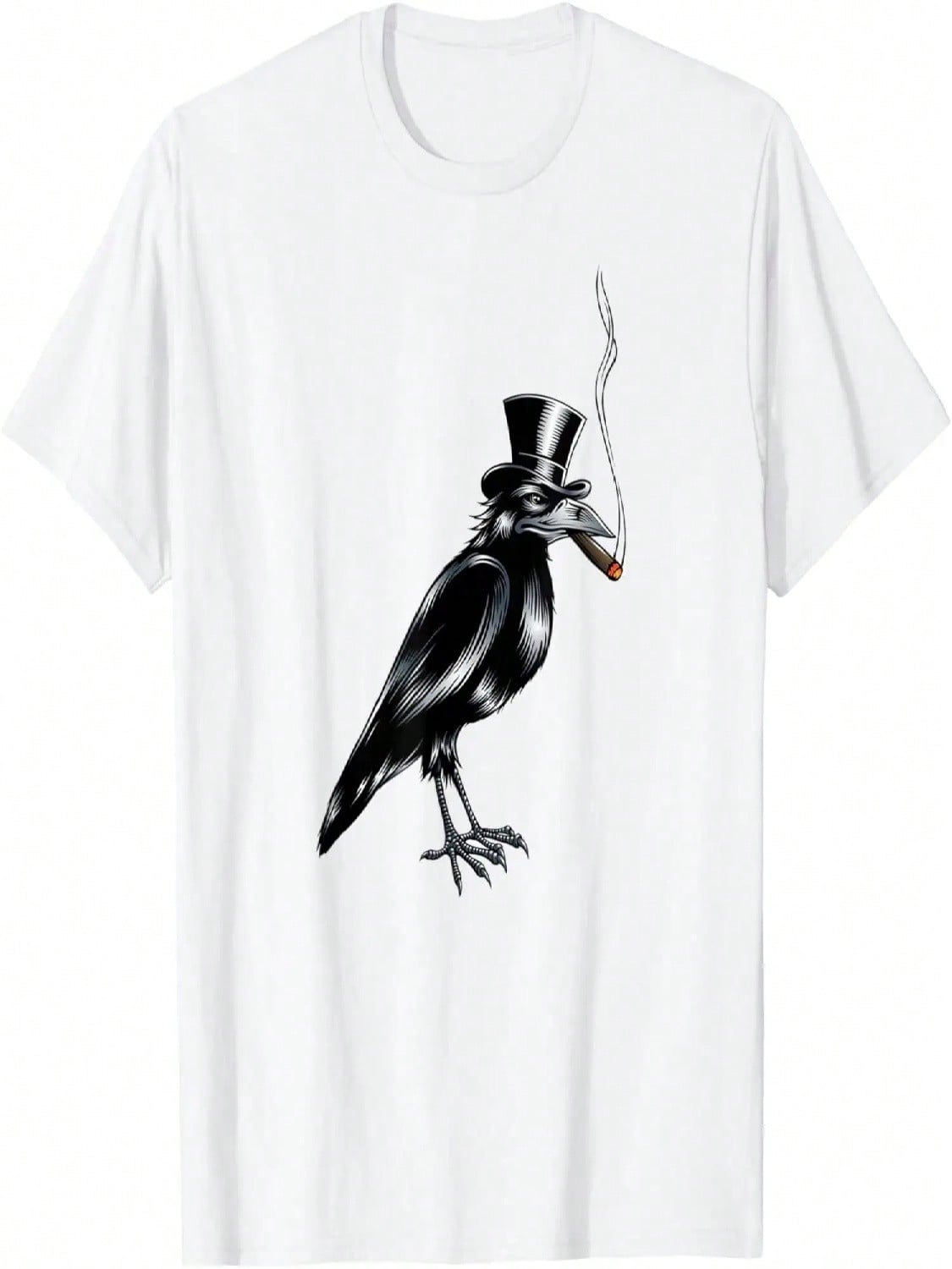 Black Crow Top Hat Smoking Cigar Graphic Art T-Shirt T-Shirt. S разноцветный
