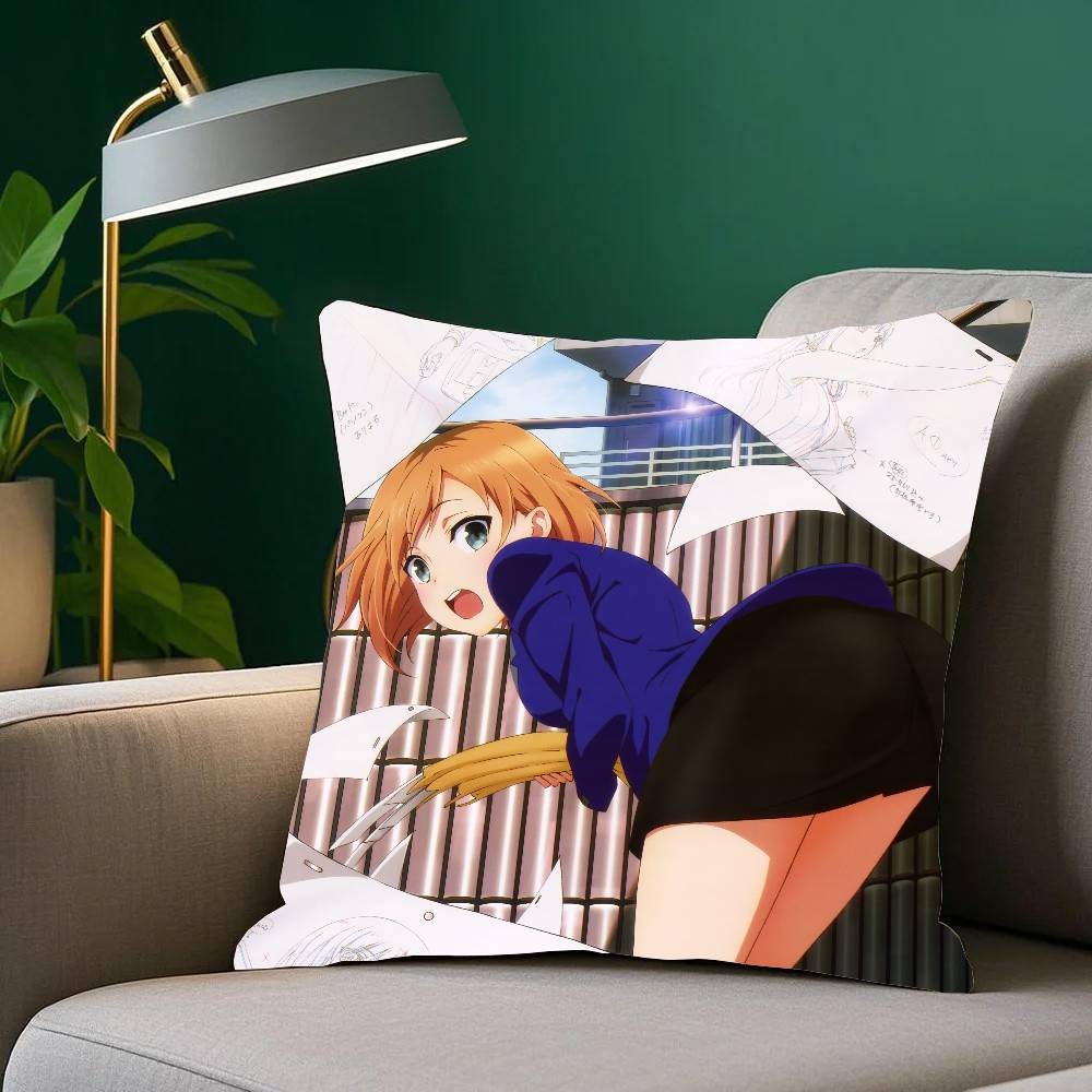 Anime S-SHIROBAKO Pillow Case Home Decor Throw For Sofa Bed Car Room Decor Gift Idea
