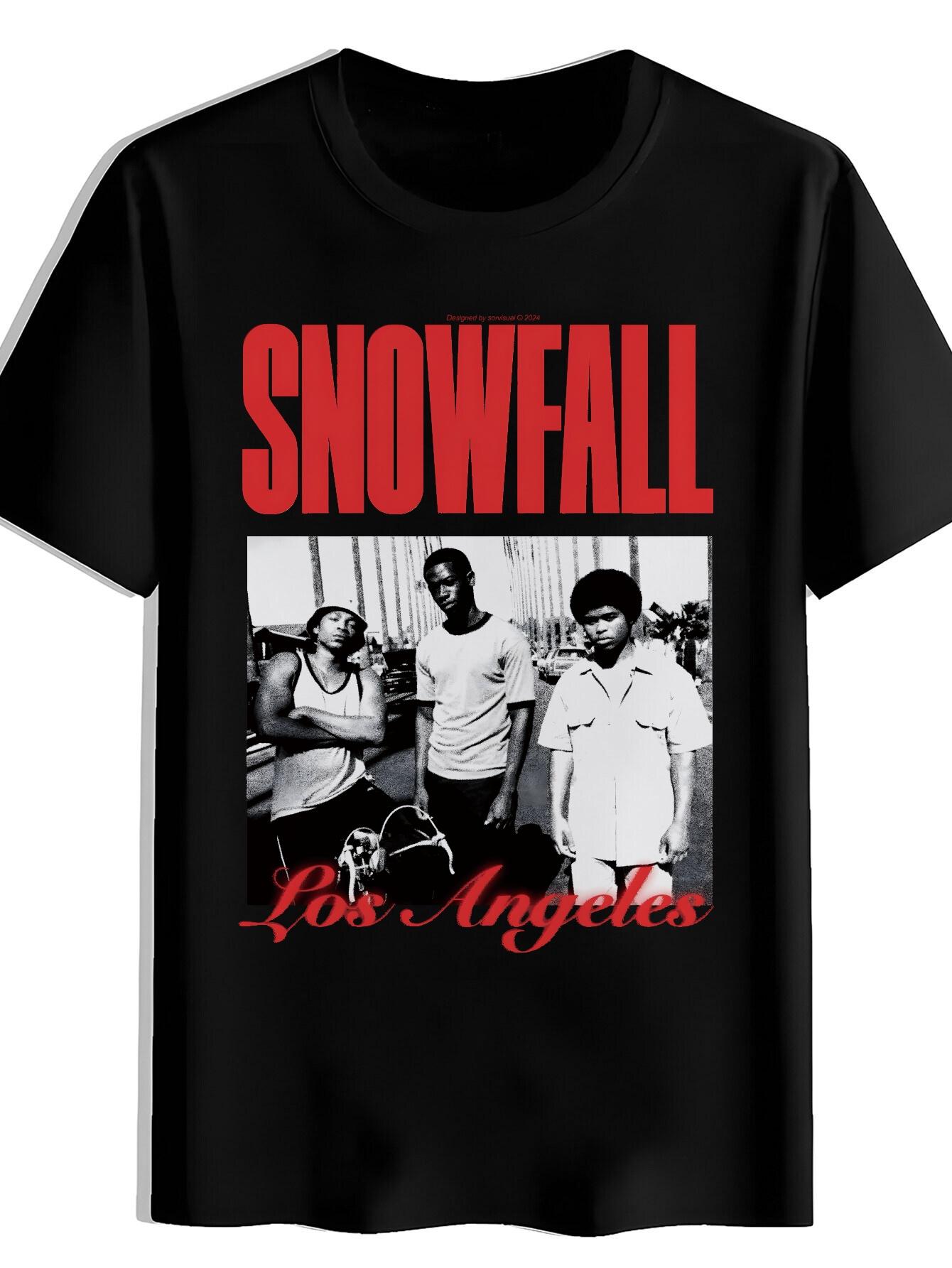 T-shirt SNOWFALL Black And White Photo Print Featuring Three Characters L