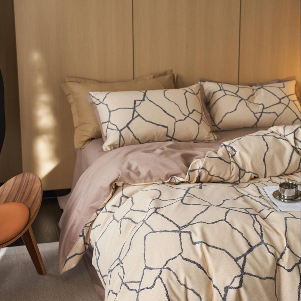 Premium 60s Brushed Cotton 4-Piece Sheet Set: Thickened, Warm, Autumn/Winter American Style