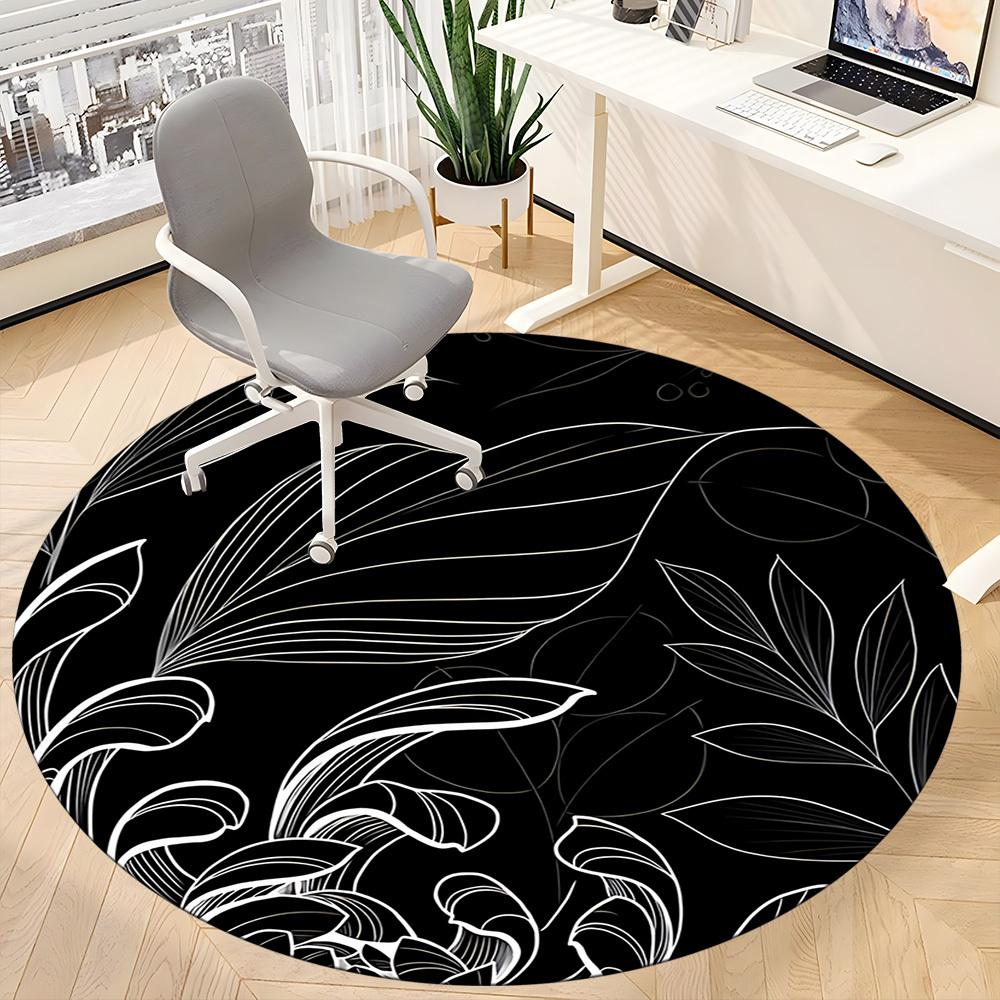 1pc Leaf Nature Office Round Area Rug, Under Office Chairs Bedroom Living Room Home Decor, Room Deco, Available In Various Sizes 031