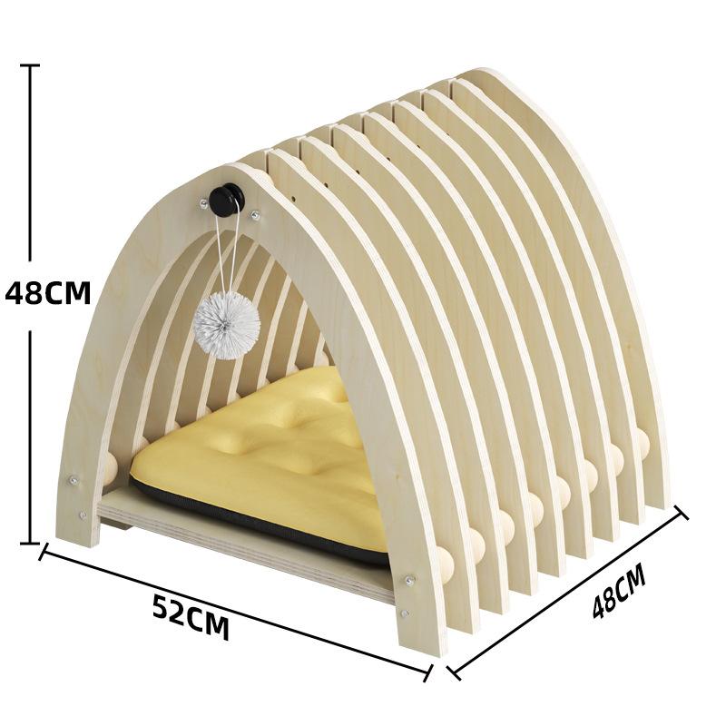 

Кошачье гнездо Four Seasons Универсальная подушка-гнездо Треугольная голова рыбы Милый домик для кошек Простая подушка из хрустального бархата Плюшевый мяч Твердый деревянный домик для кошек