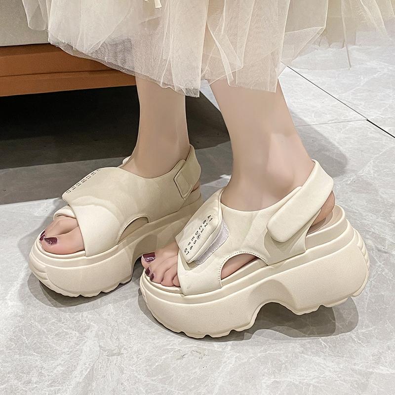 Mode Sandalen für Frauen 2024 Sommer Neue 8cm Erhöhte Fisch Mund Keil Dicken Sohlen Plattform Römischen Sandalen
