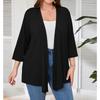 Cardigan Femme Grande Taille Manches 3/4 Léger et Fin Ouverture Devant Style Châle Tricoté Haut Décontracté Doux et Fluide