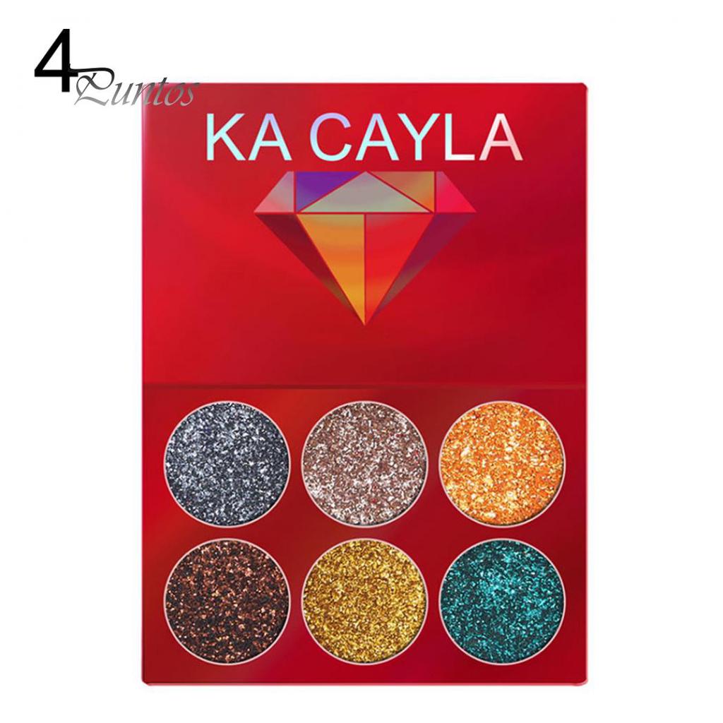 Health Caring Glitter Sequins 6 Colors Eyeshadow Powder Palette Matte Eye Makeup Cosmetic
