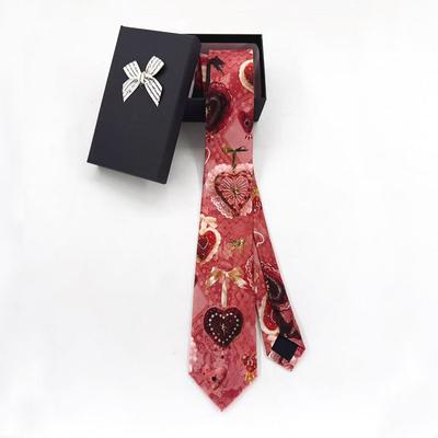 Y2k Personality Lace Heart Orint Necktie Shirt Necktie Men's and Women's Pink College Casual Shirt Accessories Designed Necktie