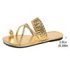 Fashion Ring Toe Gold Flat Sandals for Women Roman Style Braided Strap Summer Slippers Woman Comfortable Non Slip Outdoor Beach Slides