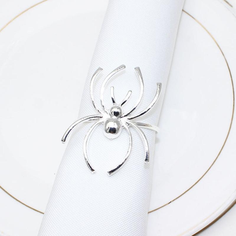 Pack of 6 Elegant Spiders Designs Napkin Rings Holders Halloween Kitchen Decoration With Rustproof Metal Finish
