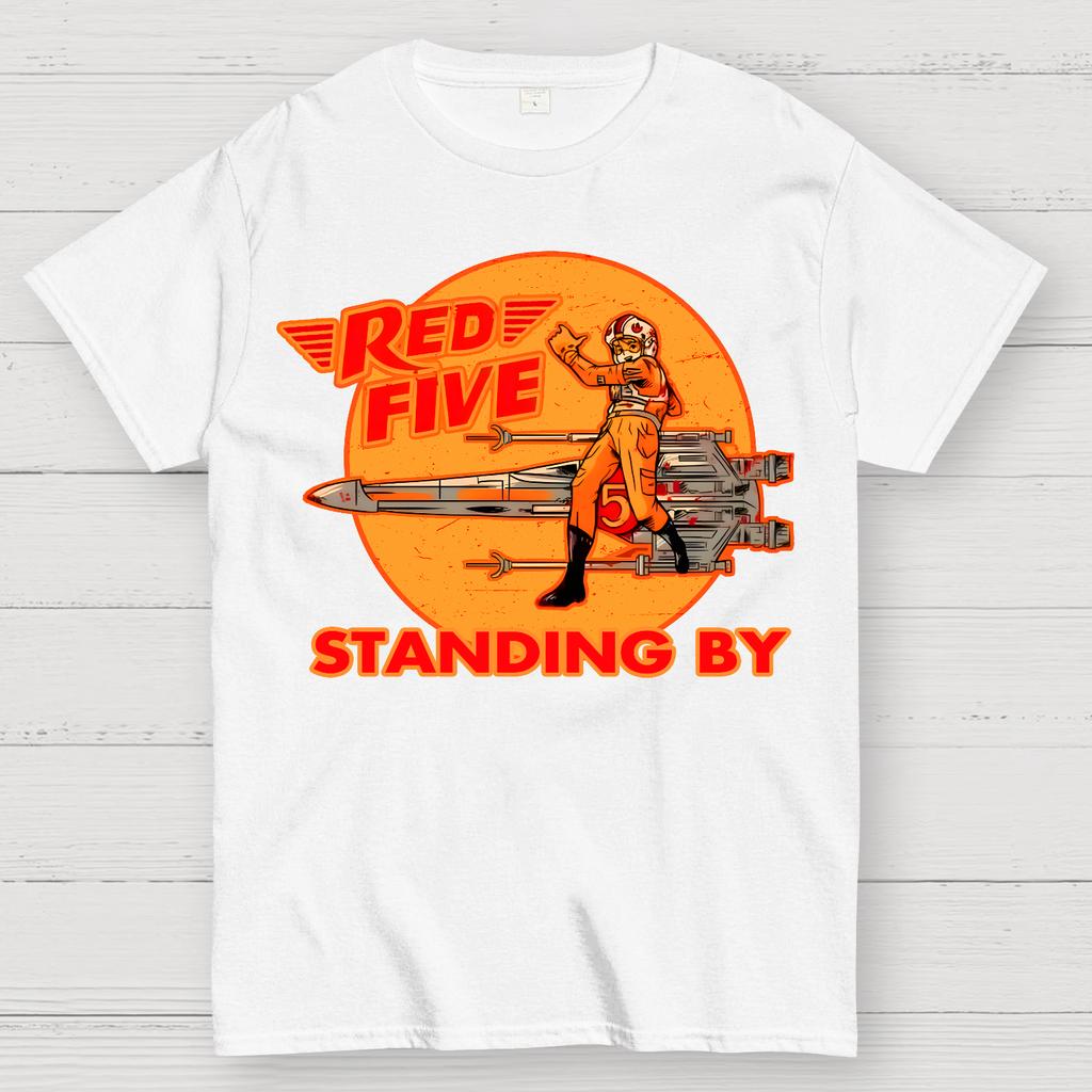 Red Five Standing Dy Unisex 100% Cotton Summer Casual Cool Loose T-Shirt