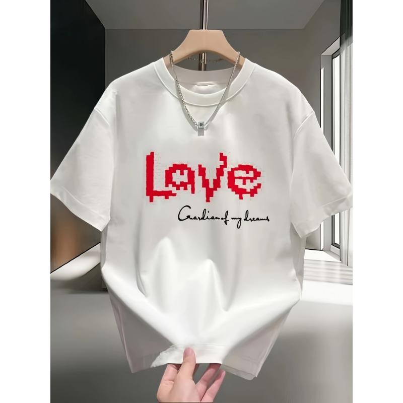 European Size Heavyweight Pure Trendy Print Short-Sleeve T-Shirt for Men, New Summer Casual Style, Loose Fit, Versatile Top in Large Sizes