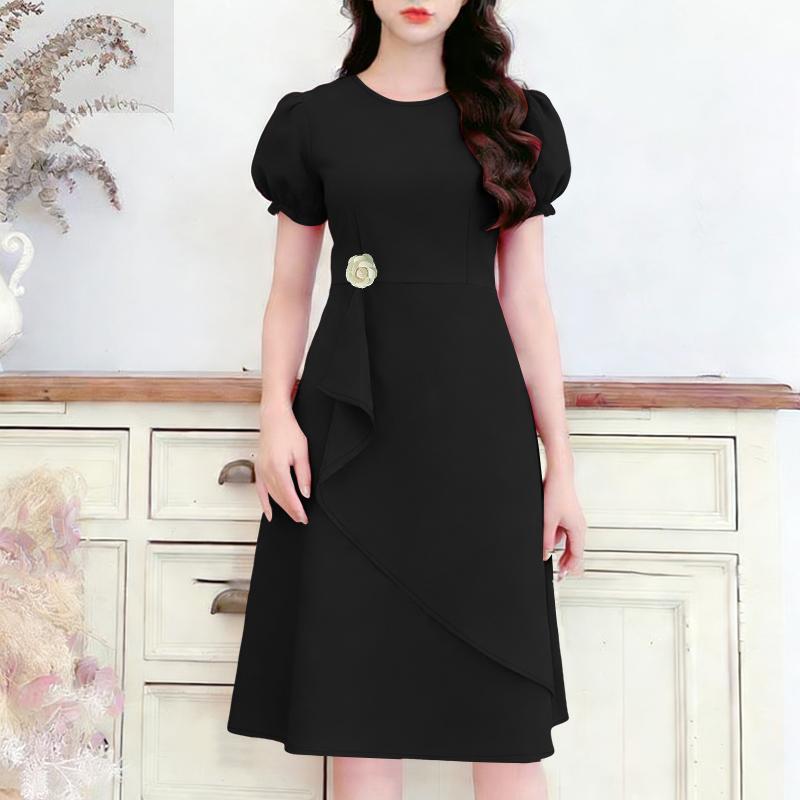 ZANZEA Women Casual Round Neck Summer Short Sleeve Dress